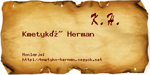 Kmetykó Herman névjegykártya